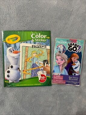 Crayola Frozen II Color & Sticker Activity Book with Grab &Go adventure Set -New